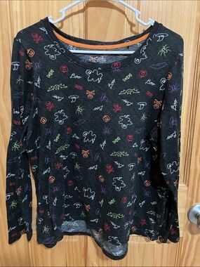 Kids Black Halloween Print Pajama Top